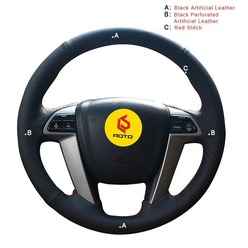Artificial Leather Ручной швейный чехол рулевого колеса автомобиля для Honda Accord 8 2008-2013 Odyssey 2011- Pilot Авто оплетка на крышку рулевого колеса - Название цвета: Artificial Leather