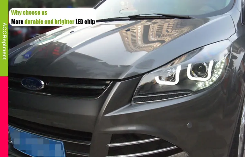 Автомобильный Стайлинг для Ford Escape Kuga головной светильник s U angel eyes 2013- для Kuga светодиодный светильник Q5 bi xenon объектив СВЕТОДИОДНЫЙ прожектор
