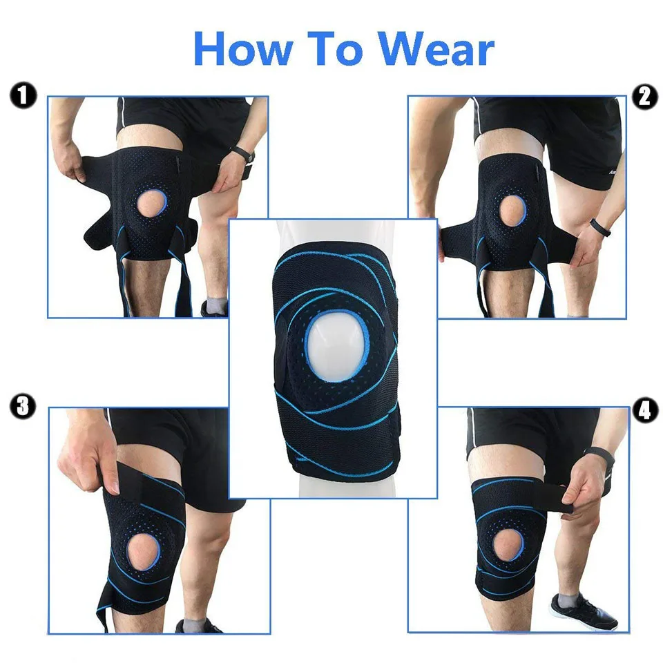 AOLIKES 1 шт. наколенники Coolfit быстросохнущие силикагель 4 пружины спортивные наколенники отверстие наколенники протектор