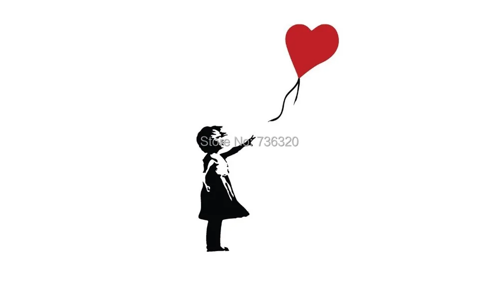 Наклейка на стену Banksy воздушный шар для девочек Съемный Виниловый настенный