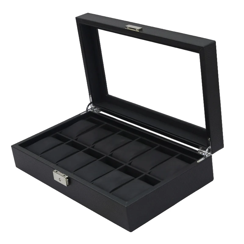 Luxury 12 Slots Handmade Carbon Fiber Watch Box Case Clock Time for Organizer | Наручные часы