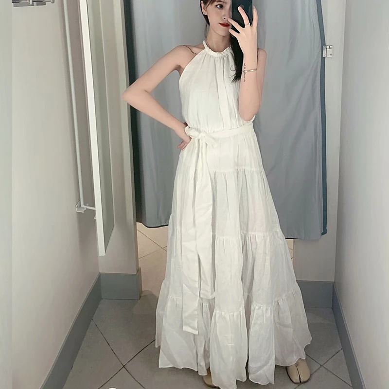 Летнее женское платье Модная однотонная плиссированная Роскошная пикантная