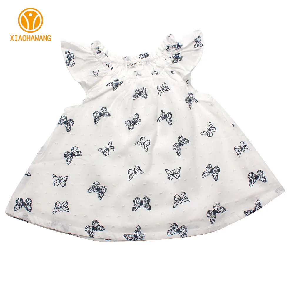 Платье для девочек с принтом бабочки хлопковые детские платья принцессы