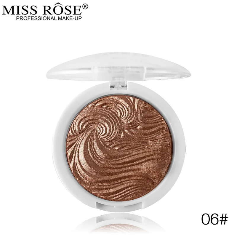 06 MISS ROSE бренд макияж для лица мерцающая пудра хайлайтер палитра основа для лица макияж бронзант, контур 12 цветов гладкая текстура - Цвет: 06