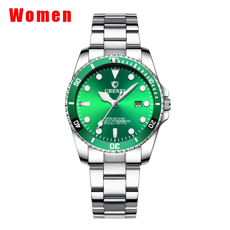 Green Dial CHENXI модные повседневные часы женские золотые Роскошные Кварцевые часы Женские часы с датой montre femme брендовые наручные часы новые xfcs - Цвет: Green Dial