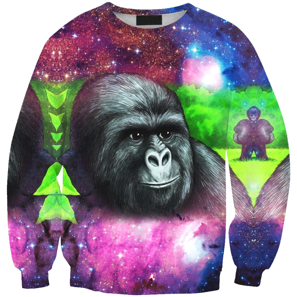 

New arrival fashion Unisex Sweatshirt 3D orangutan print simple Casual white relaxtion oversized Clothes Free shipping