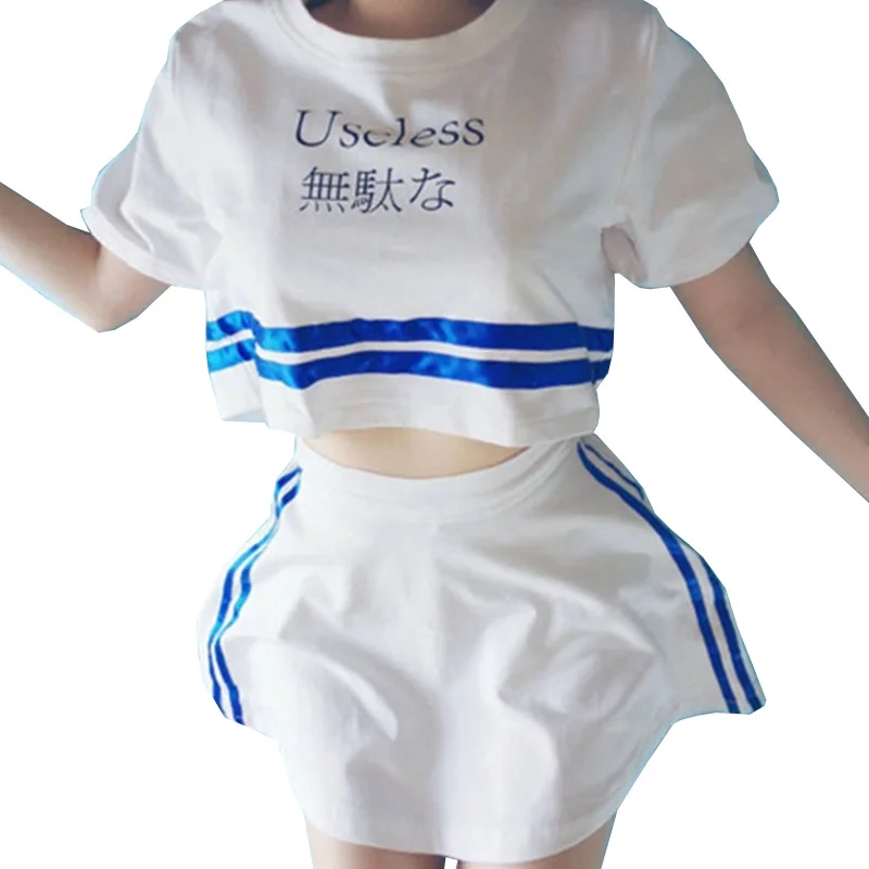 Футболка Harajuku для женщин Kawaii письмо футболки Женская мода лето полосатая