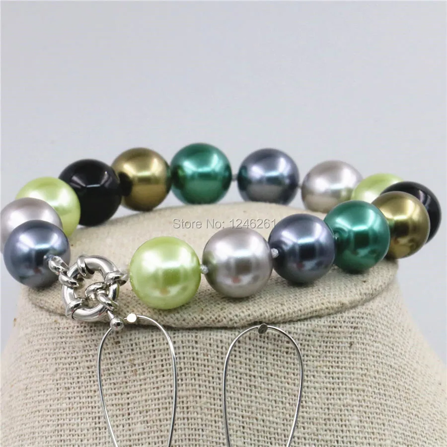 12 мм натуральный многоцветный жемчуг морской ракушки круглые бусины браслет