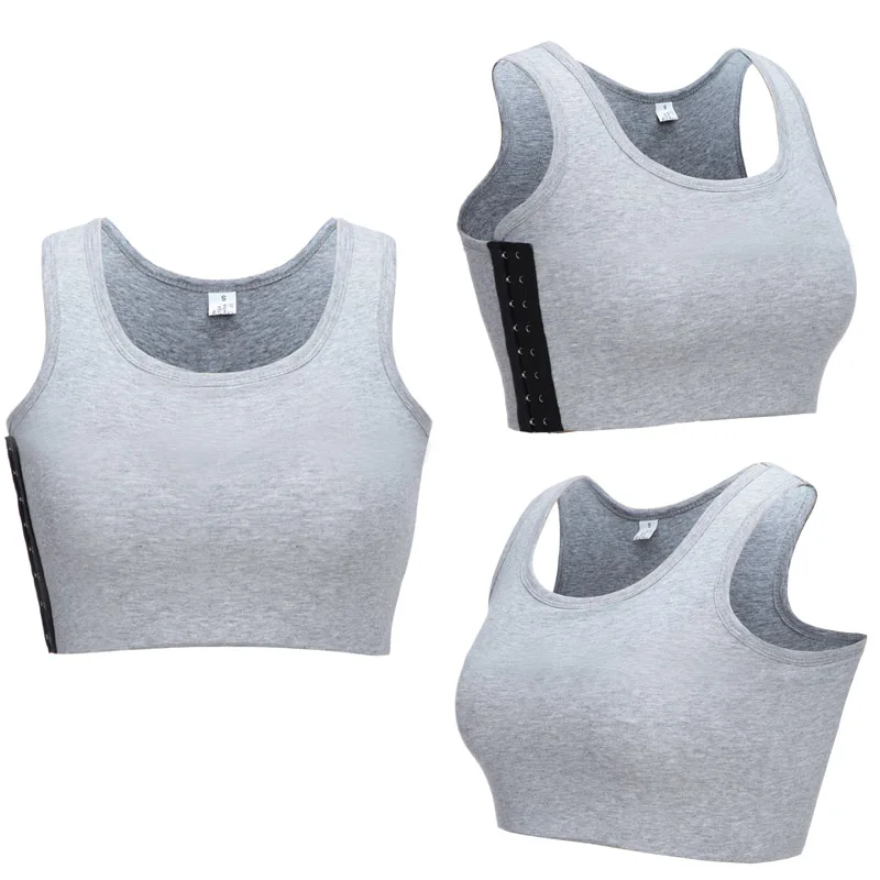 Cotton Gray Дышащая обувь с пряжкой Грудь Биндер Повседневное формочек бюст для Похудения Body Shaper женщина корректирующие Топы черный, белый цвет короткие корсеты - Цвет: Cotton Gray