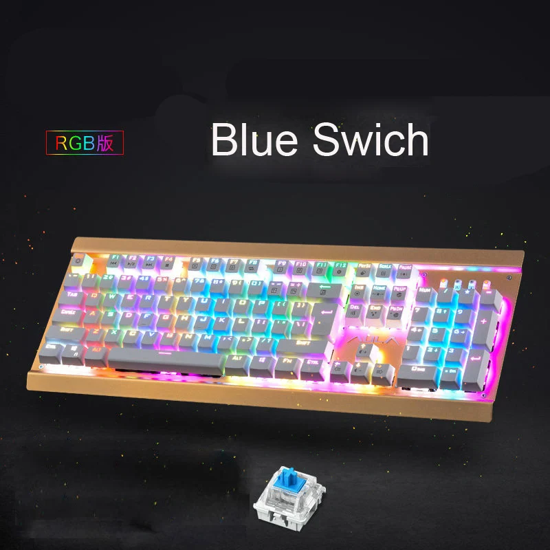 104 keys RGB GK104 Механическая игровая Проводная клавиатура RGB на заказ 16,8 миллионов цветов 87/104 анти-ореолы русский/английский подсветка рабочего стола - Цвет: 104 keys RGB