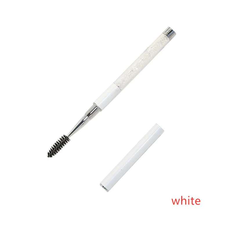White Макияж ресниц бровей Тушь для ресниц удлиняющая ручка-Расчёска щетка кристалл палочка металлические стразы ручка инструменты для нанесения Косметики - Handle Color: White