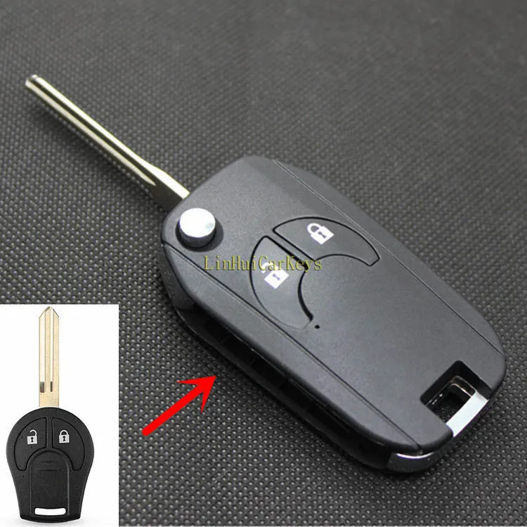 

PINECONE for NISSAN CUBE MICRA QASHQAI JUKE Car Key Case 2 Buttons Uncut Brass Blade Modified Remote Key ABS Shell 1PC