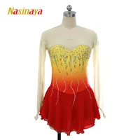 figure skating costume dress customized competition ice skating skirt for girl women kids yellow red