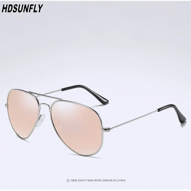 HDSUNFLY Мода поляризованных солнцезащитных очков для Для мужчин Для женщин фирменный дизайн авиации солнечные очки мужские женские очки Óculos de sol UV400 - Цвет линз: silver pink