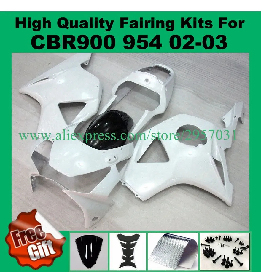 

Free screws+gifts Fairing kit for HONDA CBR900RR 954 02 03 Glossy White CBR 900RR 2002 2003 ABS Fairings bodywork