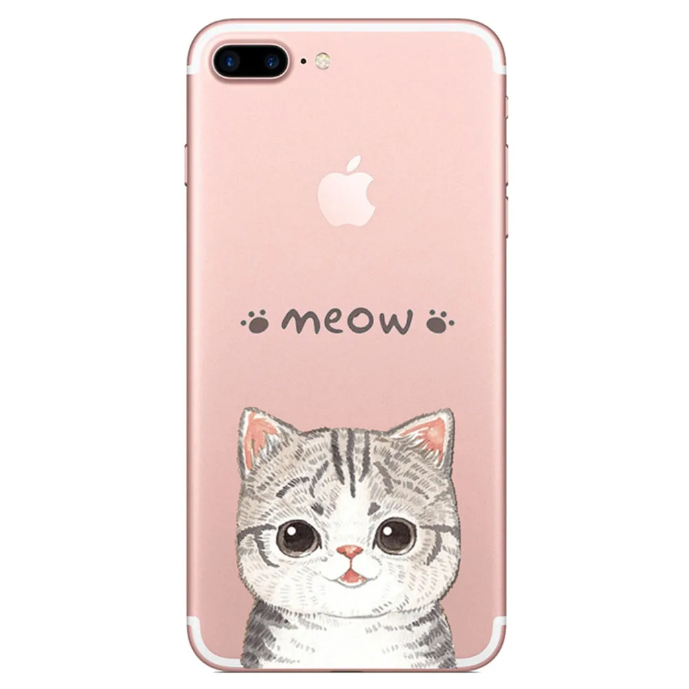 Модные с милым рисунком кота для iphone 6 6s Plus Капа Мягкие силиконовые ТПУ X 7 8 плюс