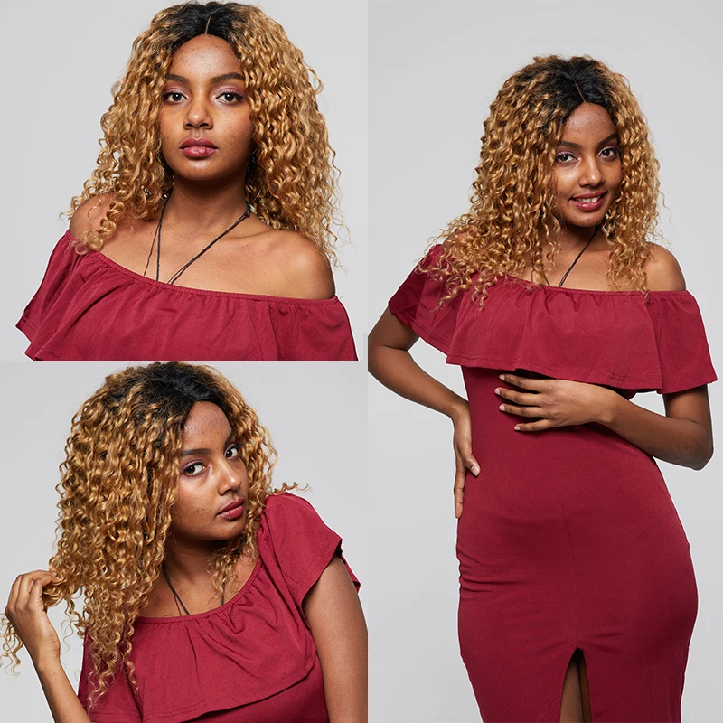 Глубокая волна Синтетические волосы на кружеве парик человеческих волос 4*4