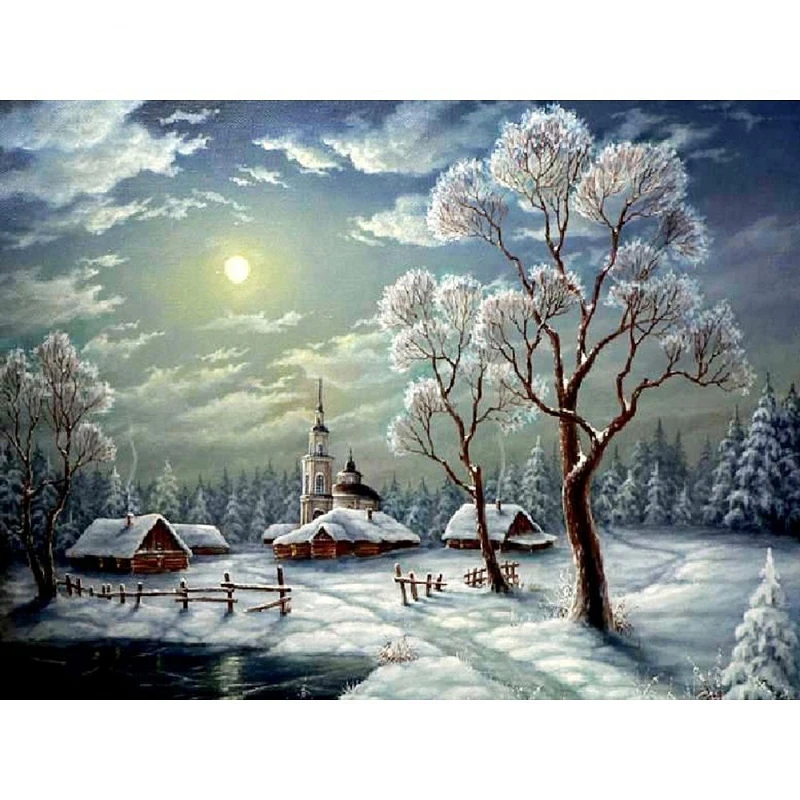 

5D DIY Diamond Painting Winter Senery Diamond Embroidery Full Cross Stitch Needlework Rhinestone Mosaic Home Decor Handmade Gift