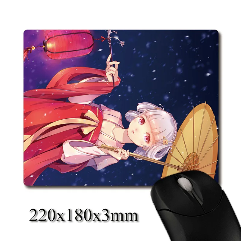 Chinese girl with paper umbrella and lantern CG printed Heavy weaving anti-slip rubber office mouse pad Coaster Party favor gift | Дом и сад