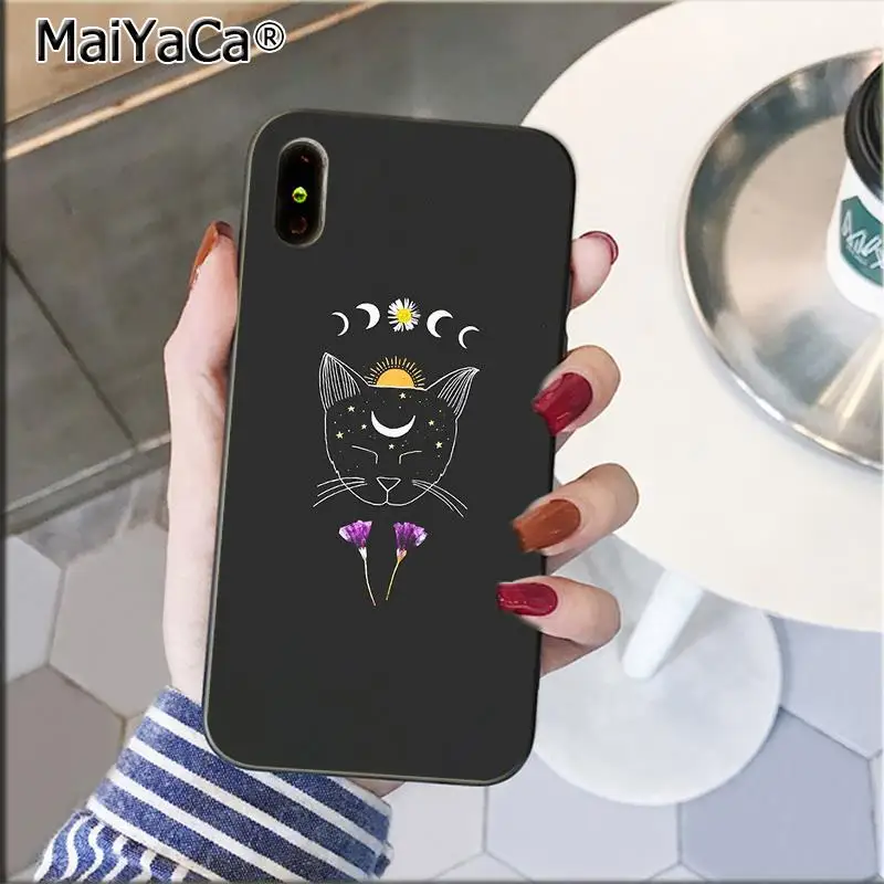 MaiYaCa Арт цветы от солнца кошка змея Луна фотографии черный чехол для телефона для Apple iPhone 11 pro max 8 7 6 6S Plus X XS MAX 5 5S SE XR