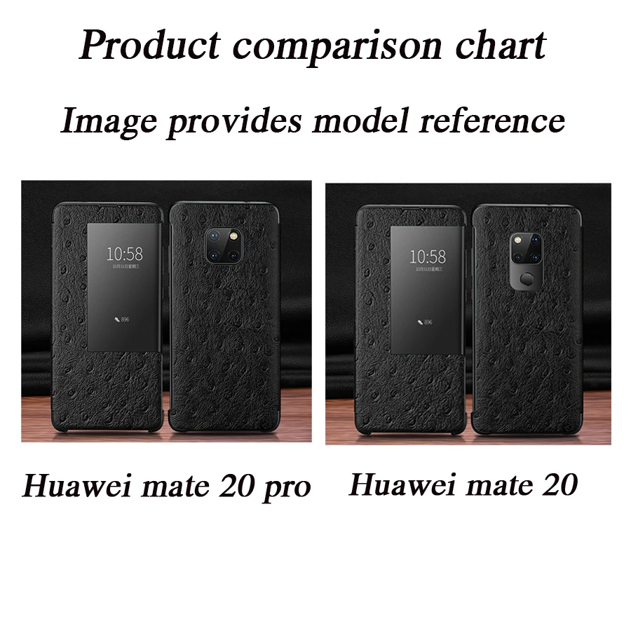 Смарт-чехол P30pro с окошком для сенсорного экрана для huawei P30 mate 20 10 P20 Pro Роскошный чехол из натуральной кожи с узором страуса