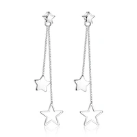 100 925 sterling silver fashion little star ladieslong tassels stud earrings jewelry women wholesale birthday gift hot sale