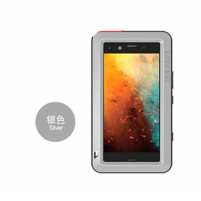 

LOVE MEI Phone Cases For Sony Xperia XZ1 Compact Mini Cover Heavy Duty Case Silicone TPU & Hard Metal Back Cover Toughened Glass