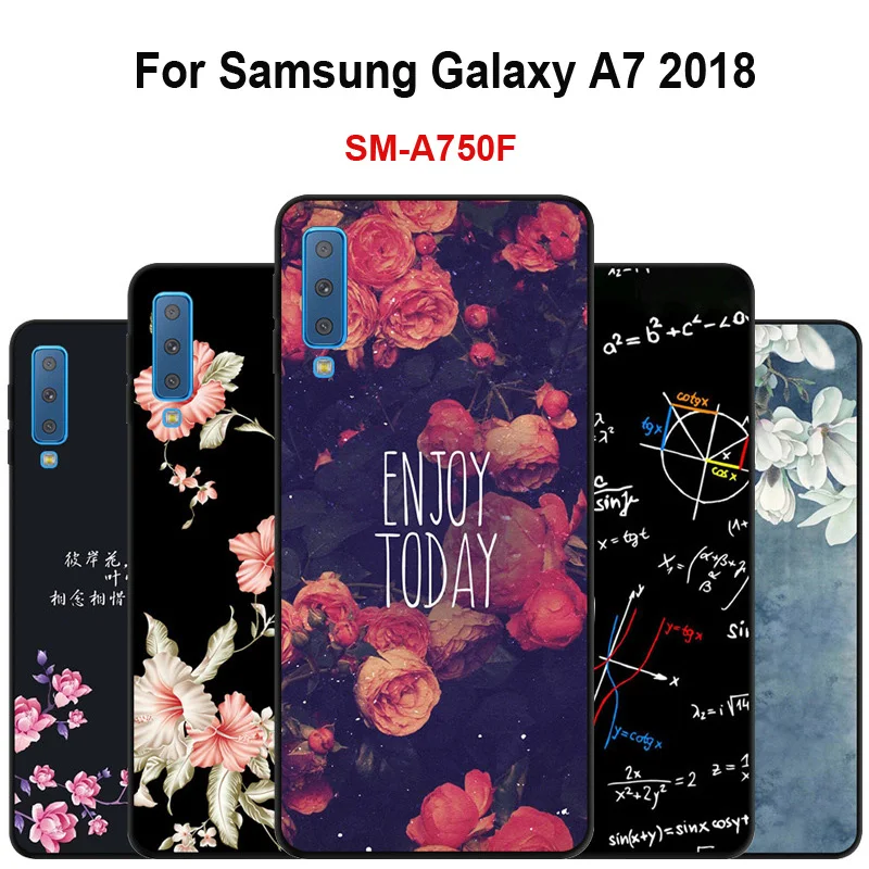 Чехол для Samsung Galaxy A7 2018 Мягкий силиконовый чехол из ТПУ с принтом A 7 A750F защитный