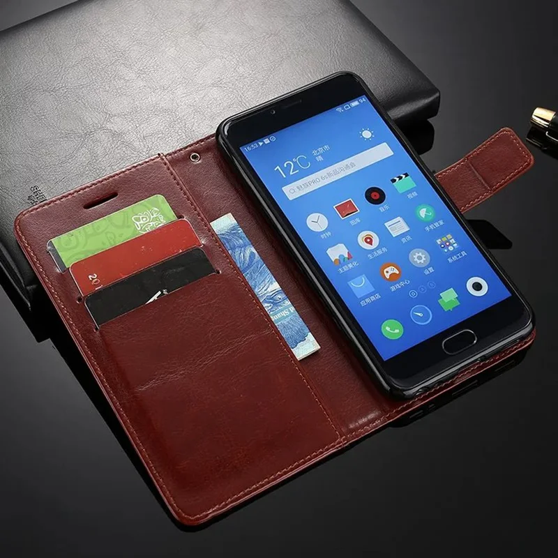Кожаный бумажник для телефона чехол Meizu M5 откидная крышка Pro ультратонкий