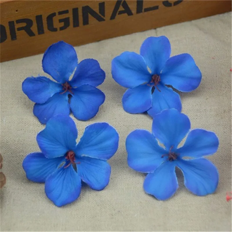 Royal blue 60 шт. шелковые бабочки орхидеи искусственные цветы на голову для свадьбы автомобиля украшение дома Флорес Cymbidium Скрапбукинг цветы растения - Цвет: Royal blue