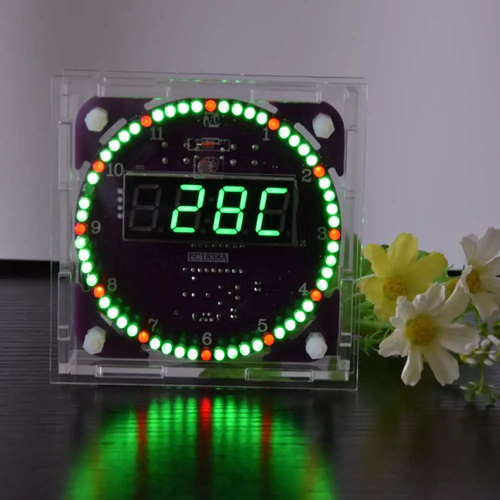 Четвертое поколение DIY EC1838A DS1302 светильник с управлением вращения светодиодный набор электронных часов вращающиеся электронные таймеры