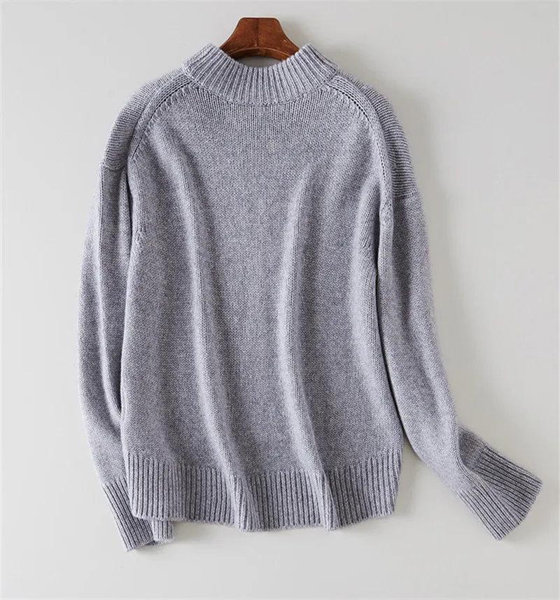100% goat cashmere thick knit women fashion Oneck pullover sweater coat irregular length solid color S/M/L | Женская одежда