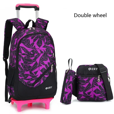 purple ZIRANYU/Детский Школьный рюкзак на колесиках для мальчиков и девочек, сумки для книг, рюкзак, последние съемные детские школьные сумки с 2/6 колесами - Цвет: purple