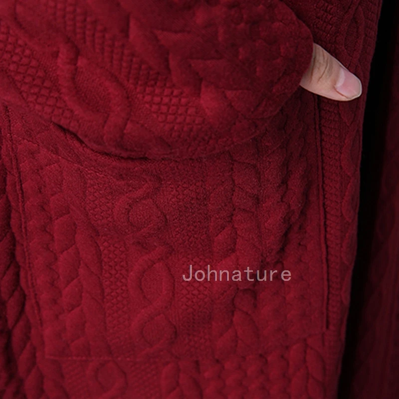 Johnature, Женский Тренч в винтажном стиле, Осень-зима, теплый акриловый кардиган, плотный однотонный тонкий мягкий Тренч с карманами