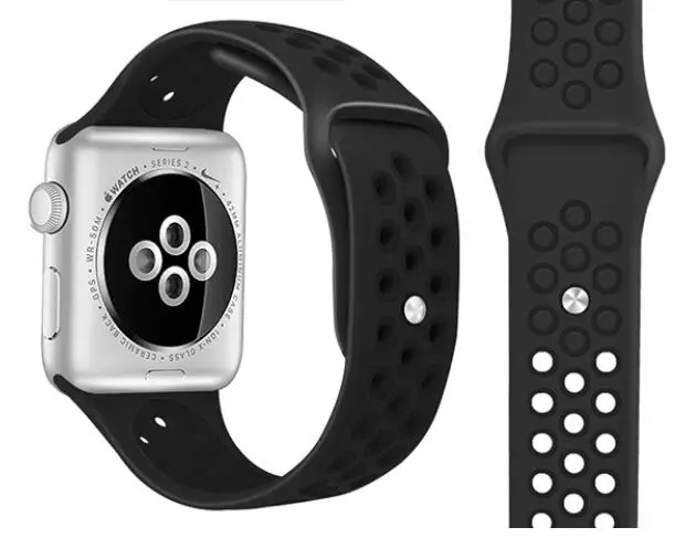 Новейшая модель; для наручных часов iwatch 1/2/3/4, 42 мм, 38 мм, 40 мм 44 мм, ремешок для наручных часов Apple Watch, версии 5 силиконовый спортивный браслет - Цвет ремешка: coalblack