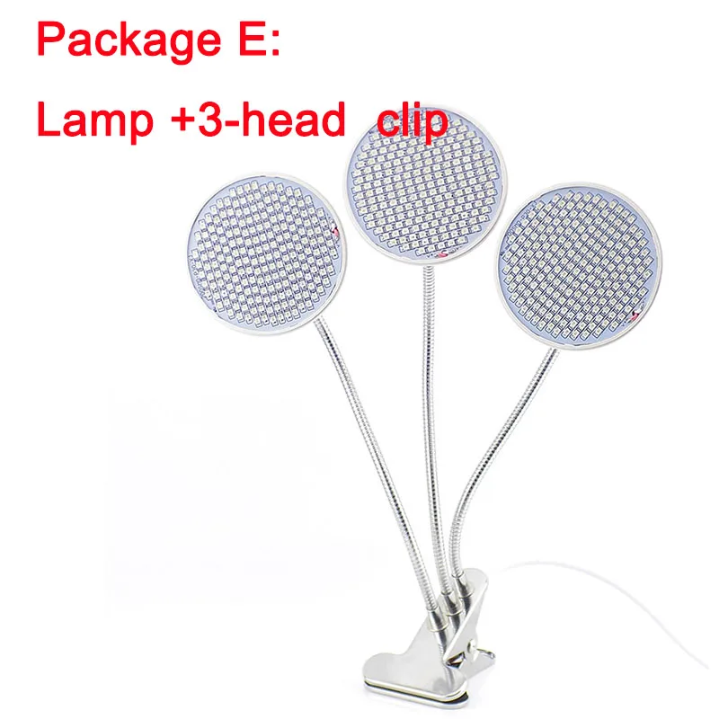 lamp and 3 head clip 3-головка 200 Светодиодная лампа для выращивания растений лампы для лампы номер двойной семена цветов палатка Крытая зажим гидро growbox Вег E27 красного и синего цвета для теплицы - Испускаемый цвет: lamp and 3 head clip
