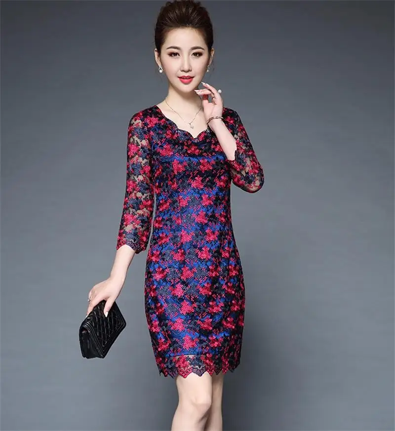 Летнее платье 2017 Женское Европейский Дизайн Очаровательная v-образным вырезом