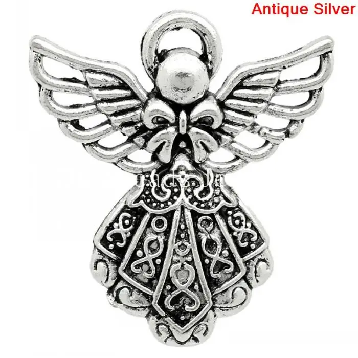 Doreen Box hot Charm подвески Angel Серебряный цвет 26 мм x 23 50 шт (K03892)|angel silver|pendant silversilver angel