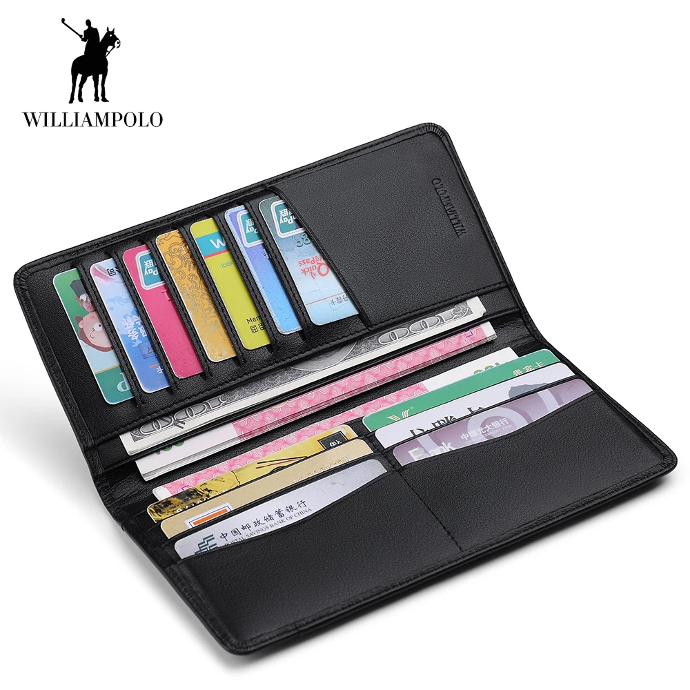 Новинка ультратонкий длинный клатч WilliamPOLO мужской кошелек для кредитных карт