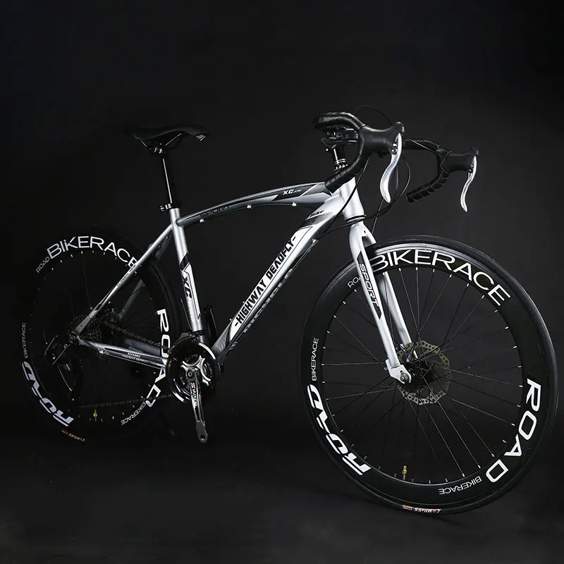 Titanium silver Дорожный велосипед с фиксированной передачей, 26 дюймов, 24/27 скоростей, сгиб, двойной дисковый тормоз, для взрослых, студентов, мужчин и женщин - Цвет: Titanium silver