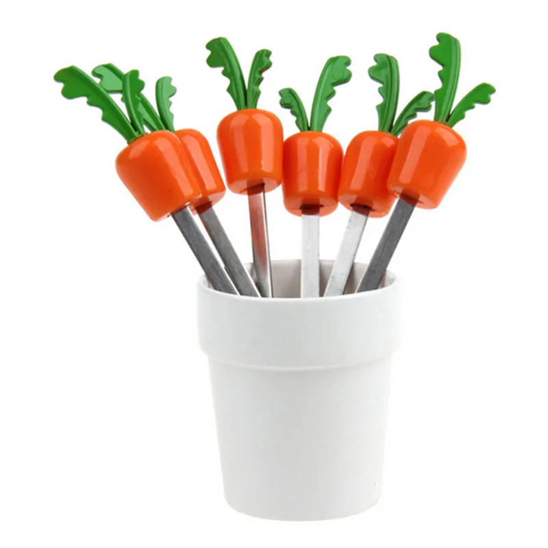 Винтажный дизайн из нержавеющей стали вилки для фруктов набор морковь гриб