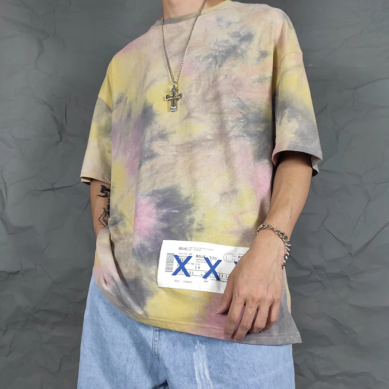 Харадзюку хип хоп яркое футболки для мужчин Уличная Футболка с принтом 2019 Модные мужские летние хлопковые