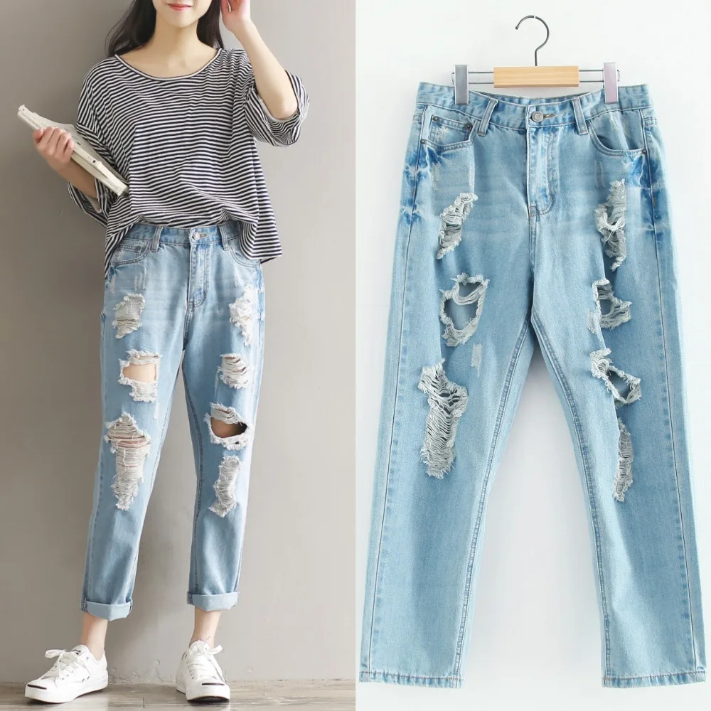 Женские прямые рваные джинсы модные осенние 2018|ripped jeans for women|jeans womenjeans fashion |
