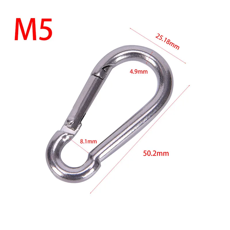 M5 1 шт., 5 типов, 304 нержавеющая сталь, пружинный карабин, многофункциональный инструмент, аксессуары для скалолазания, защелкивающийся крючок, брелок, застежка для быстрого соединения - Цвет: M5