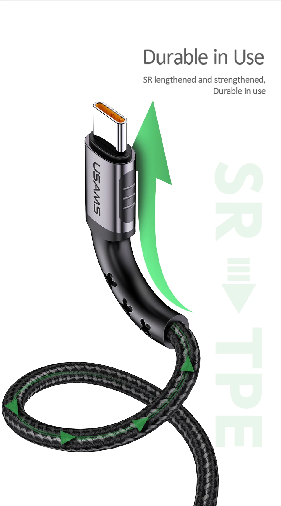 USAMS 5A кабель для быстрой зарядки type-C для huawei OPPO QC3.0 USB C кабель для передачи данных плетеный кабель для быстрой зарядки USB для samsung LG