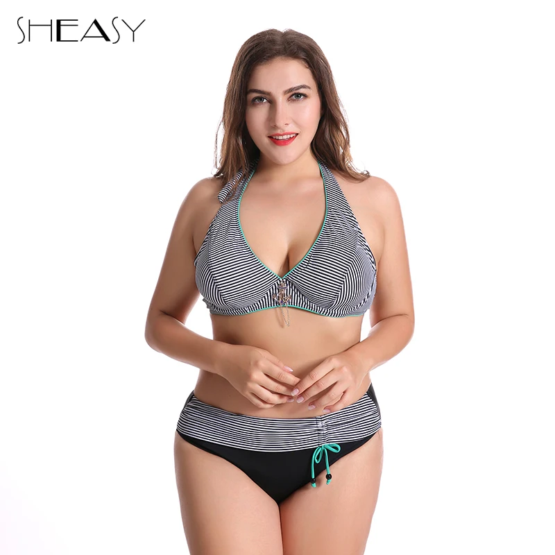 Женский купальник с лямкой на шее сексуальное бикини в стиле ретро размера плюс 2