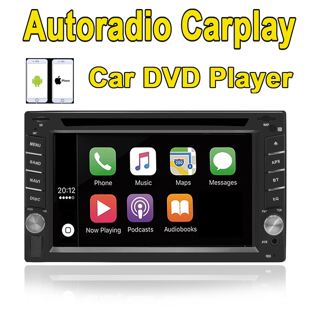 Авто 2din автомобиль Автомобильный приемник с dvd проигрывателем carplay Универсальный
