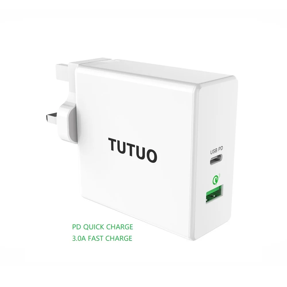 Адаптер типа C PD 60 Вт Быстрое Зарядное устройство USB EU US UK для мобильных телефонов