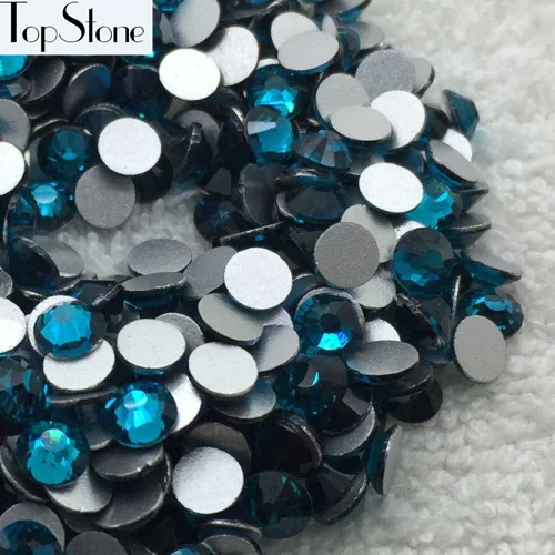 blue zircon TopStone SS3-SS30 стеклянные стразы с плоской задней поверхностью, стразы для украшения ногтей - Цвет: blue zircon