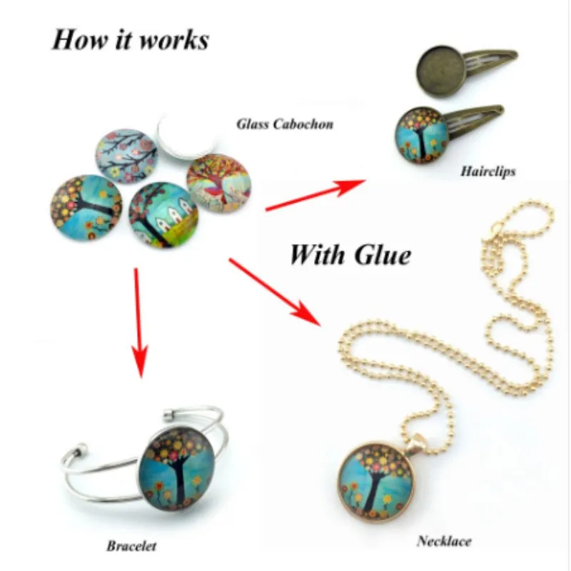

Handmade Mix Size Transparent Clear Glass Teardrop Flatback Cameo Cabochon Domed DIY Jewelry Charm Photo Pendant Setting